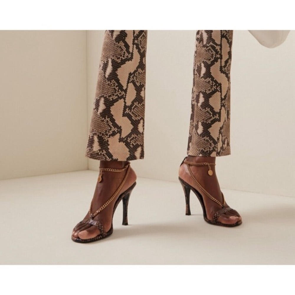 NWT Stella McCartney Chain Strappy High Heel Sandals 37.5/7.5 BROWN $925